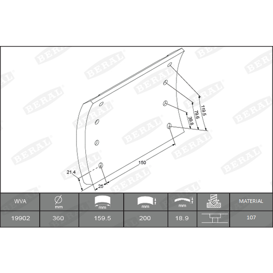 KBL19902.0-1517 - Brake Lining Kit, drum brake 