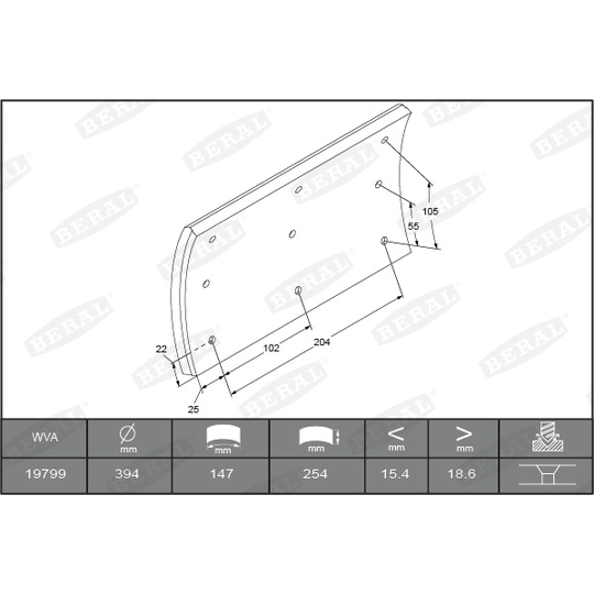 KBL19799.1-1682 - Brake Lining Kit, drum brake 