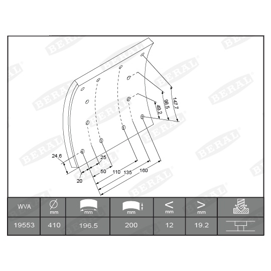 KBL19716.0-1642 - Brake Lining Kit, drum brake 