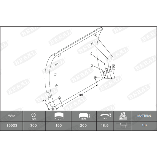 KBL19902.0-1517 - Brake Lining Kit, drum brake 