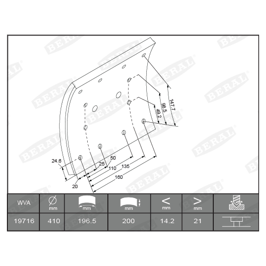 KBL19716.0-1642 - Brake Lining Kit, drum brake 