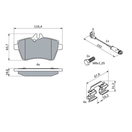 0 986 494 087 - Brake Pad Set, disc brake 