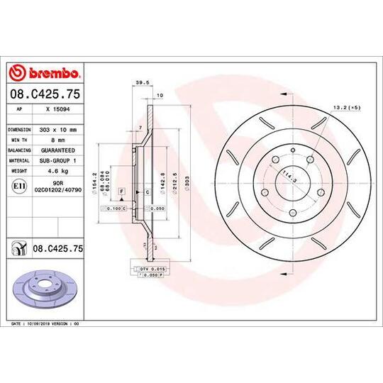 08.C425.75 - Brake Disc 