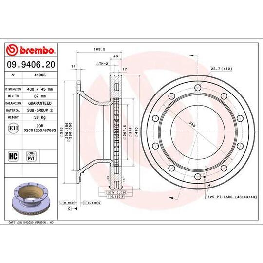 09.9406.20 - Brake Disc 