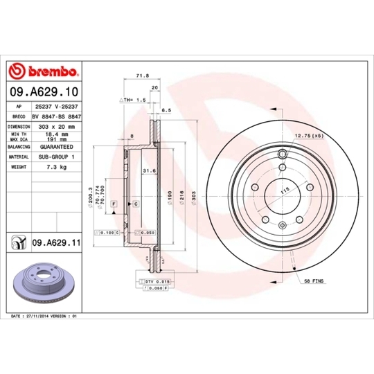 09.A629.11 - Brake Disc 