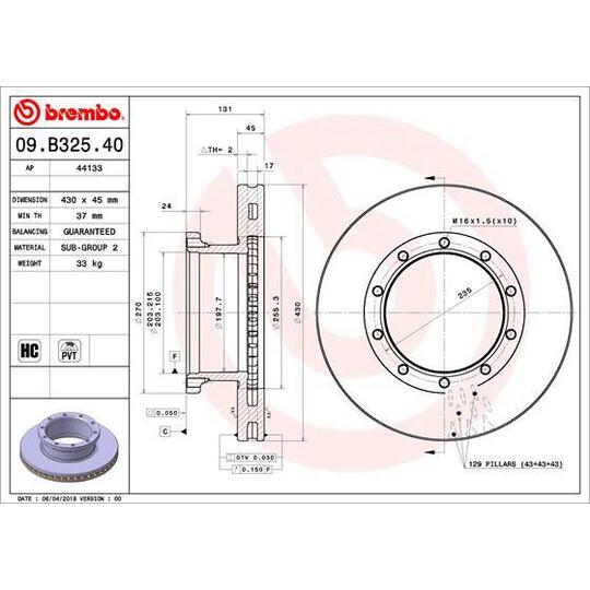 09.B325.40 - Brake Disc 