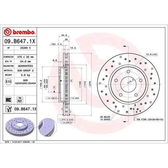 09.B647.1X - Brake Disc 