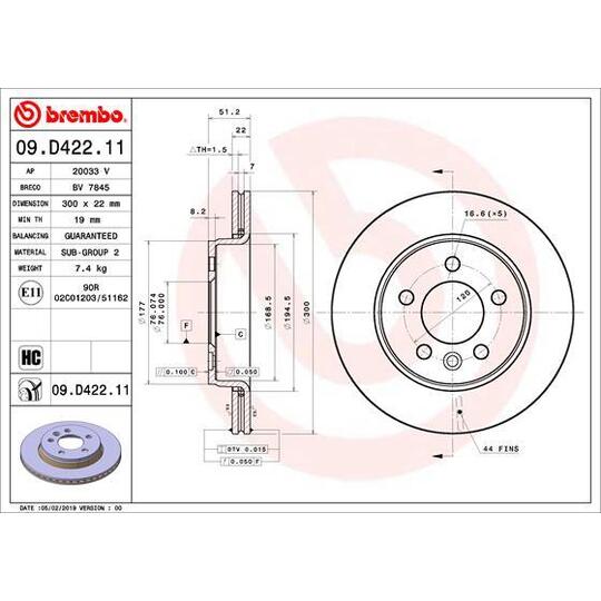 09.D422.11 - Brake Disc 