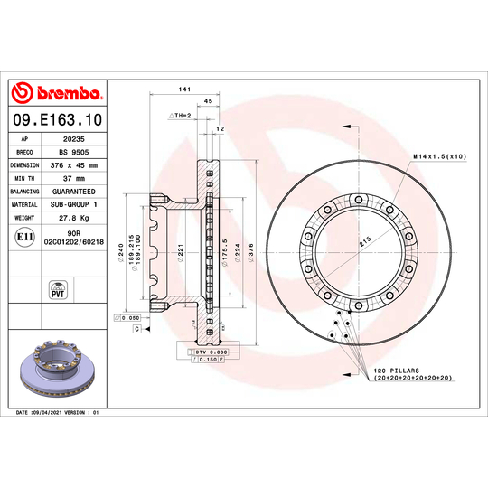 09.E163.10 - Brake Disc 