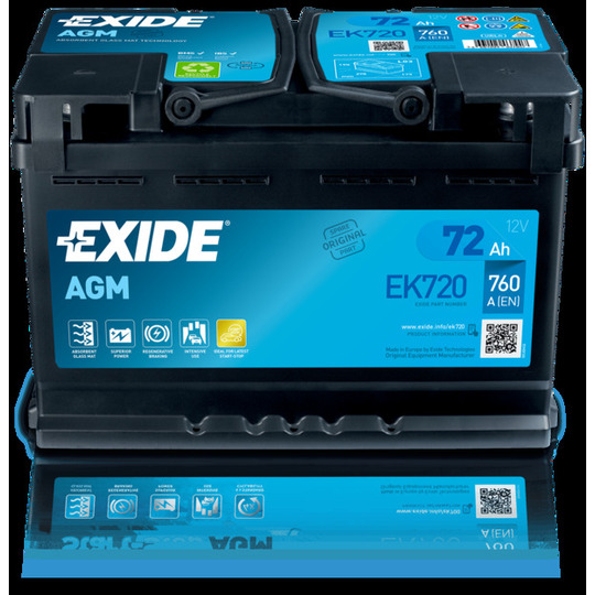 Exide EK720 AGM Autobatterie 12V 72Ah
