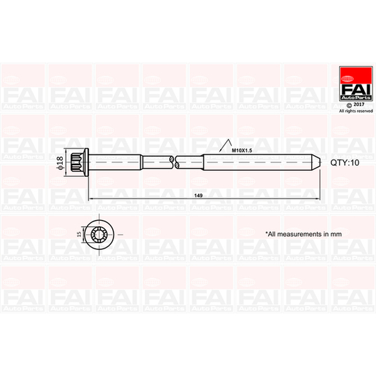 B1136 - Bolt Kit, cylinder head 