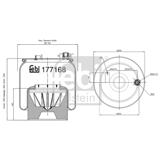 177168 - Bellow, air suspension 