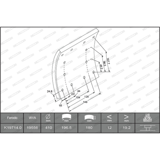 K19714.0-F3656 - Brake Lining Kit, drum brake 