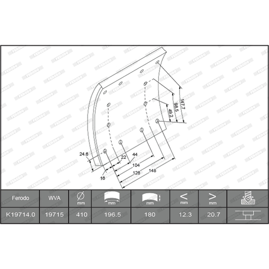 K19714.0-F3656 - Brake Lining Kit, drum brake 