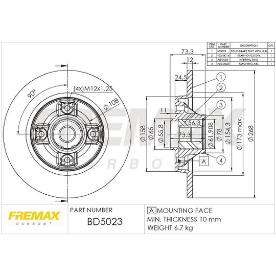 BD-5023-KT - Bromsskiva 