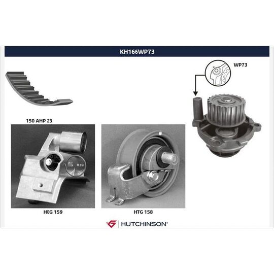 KH 166WP73 - Veepump + hammasrihmakomplekt 