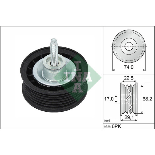 532 0546 10 - Deflection/Guide Pulley, v-ribbed belt 