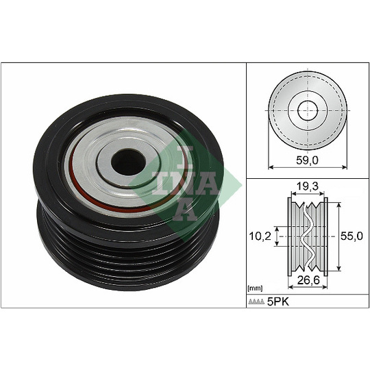 532 0860 10 - Deflection/Guide Pulley, v-ribbed belt 