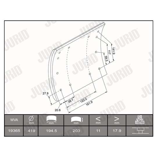 1936501232 - Brake Lining Kit, drum brake 