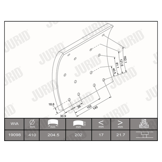 1909101230 - Brake Lining Kit, drum brake 