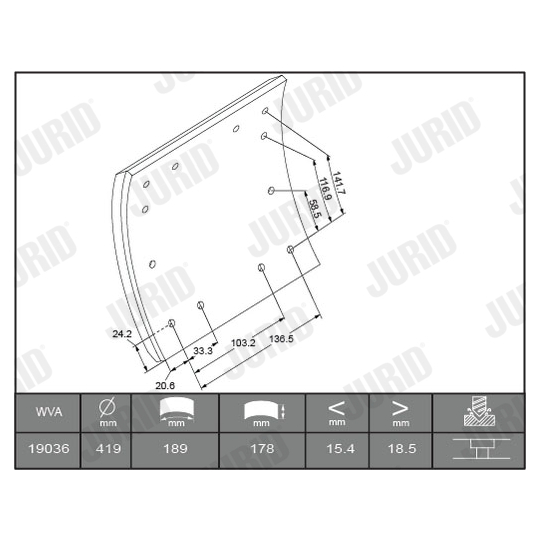 1903601070 - Brake Lining Kit, drum brake 