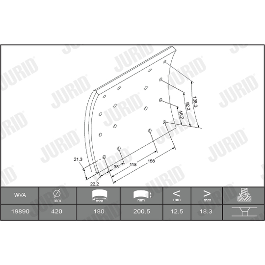 1989005700 - Brake Lining Kit, drum brake 