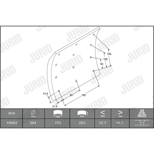 1956201230 - Brake Lining Kit, drum brake 