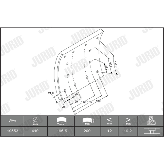 1955301230 - Brake Lining Kit, drum brake 