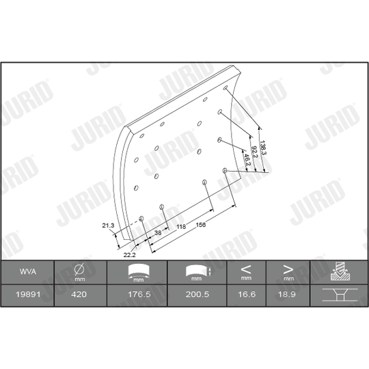 1989005700 - Brake Lining Kit, drum brake 