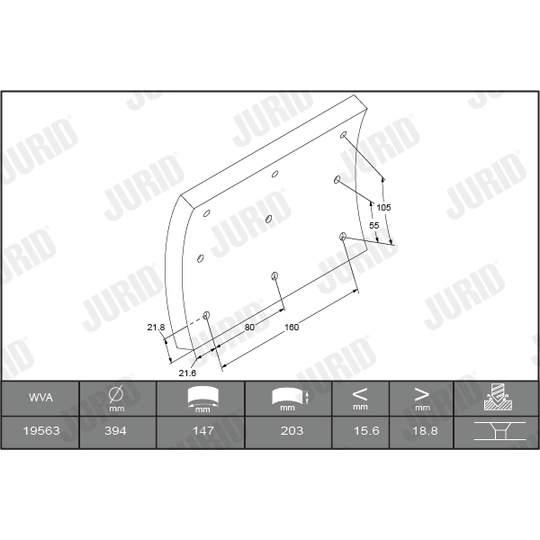 1956201230 - Brake Lining Kit, drum brake 