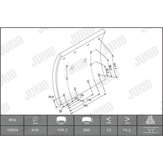 1955301230 - Brake Lining Kit, drum brake 