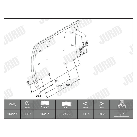 1955714040 - Brake Lining Kit, drum brake 