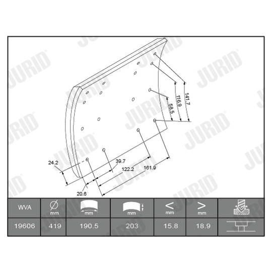 1955714040 - Brake Lining Kit, drum brake 