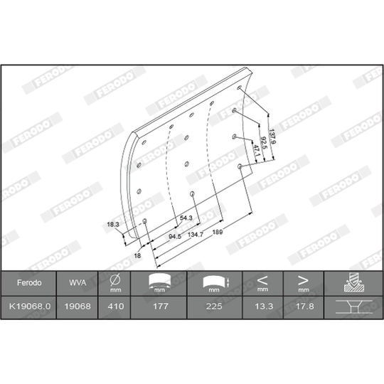 K19068.1-F3526 - Brake Lining Kit, drum brake 