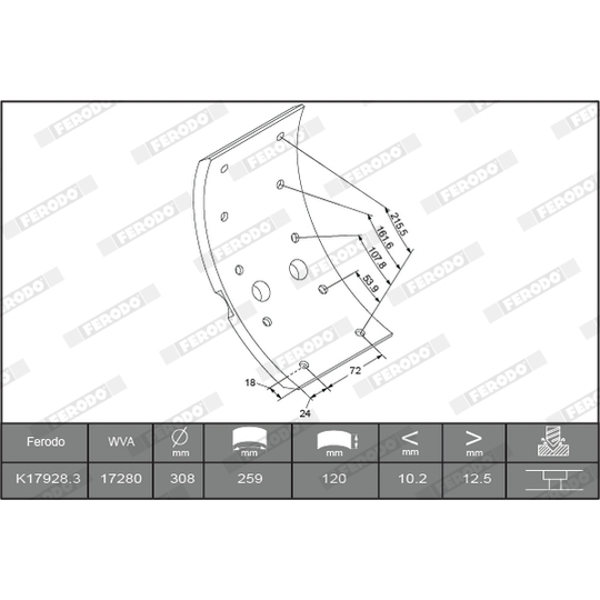 K17928.0-F3658 - Brake Lining Kit, drum brake 