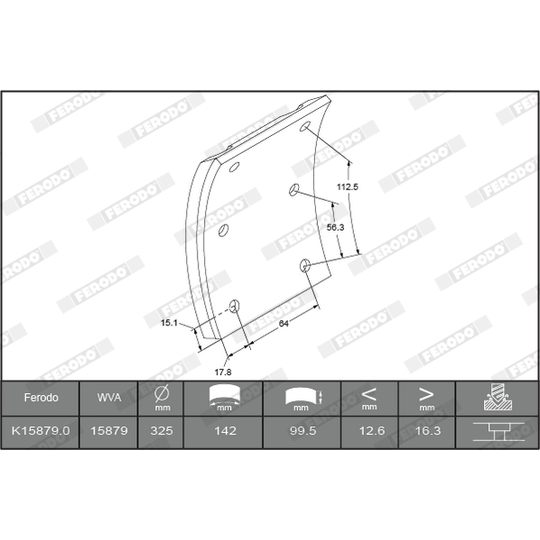 K15879.1-F3661 - Piduriklotsi komplekt, trummelpidur 