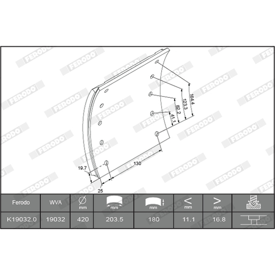 K19032.1-F3658 - Brake Lining Kit, drum brake 