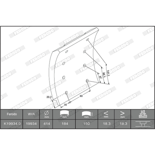 K19934.1-F3537 - Brake Lining Kit, drum brake 