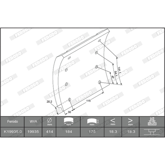 K19935.1-F3537 - Brake Lining Kit, drum brake 