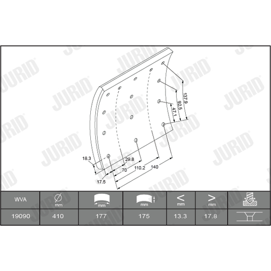 1909001070 - Brake Lining Kit, drum brake 