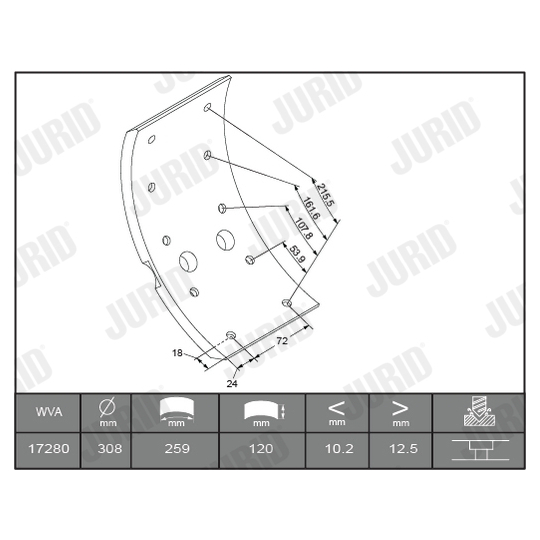 1728005380 - Brake Lining Kit, drum brake 