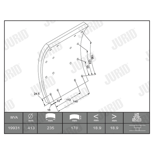 1993101070 - Brake Lining Kit, drum brake 