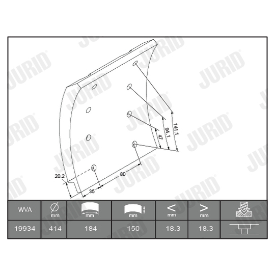 1993401230 - Brake Lining Kit, drum brake 