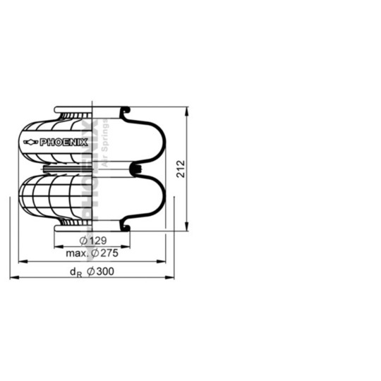 2 B 15 R - Pneumatic suspension bellows 