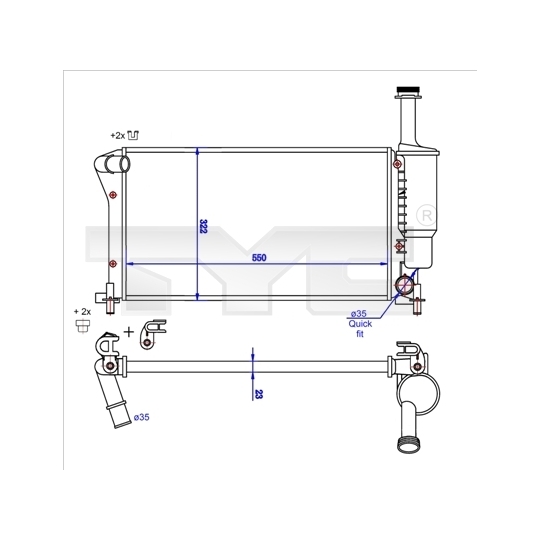 709-0025-R - Radiator, engine cooling 