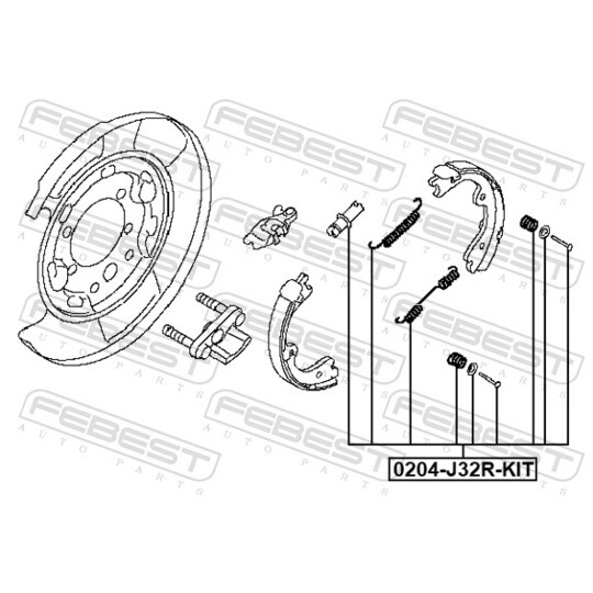 0204-J32R-KIT - Tarvikesarja, seisontajarru 