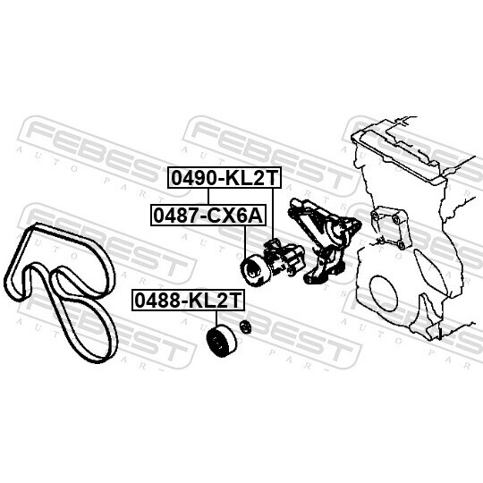 0488-KL2T - Deflection/Guide Pulley, v-ribbed belt 