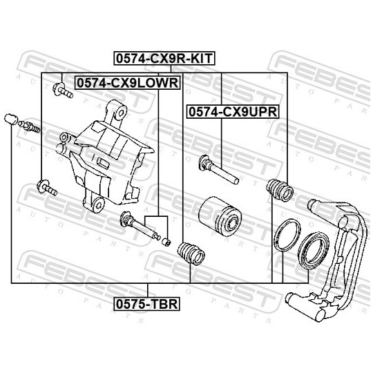 0574-CX9R-KIT - Ohjainhylsysarja, jarrusatula 