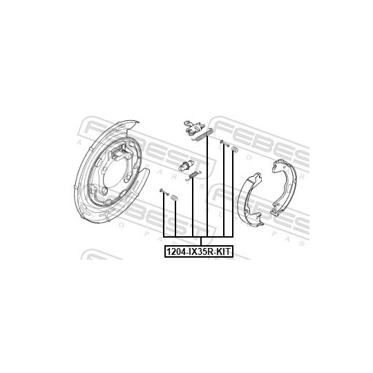 1204-IX35R-KIT - Tillbehörssats, bromsbackar, parkeringsbroms 