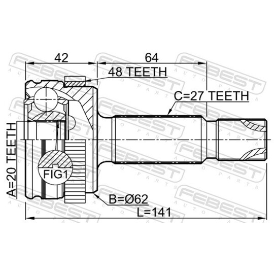 1210-D7A48R - Ledsats, drivaxel 